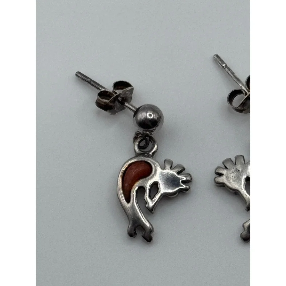 Small Shubes Dakota West Sterling Silver Kokopelli Earrings Southwestern